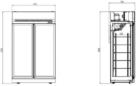 Vitrine murale négative noire 2 portes vitrées 1253 mm - Combisteel - 7455.2425
