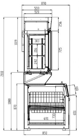 Vitrine murale négative de supermarché blanche 3 portes vitrées 2104 mm - Combisteel - 7455.2525