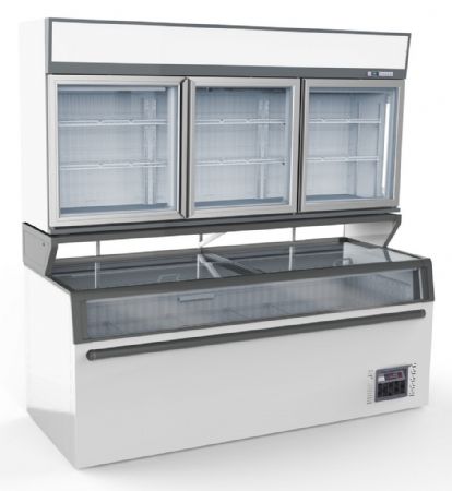 Vitrine murale négative de supermarché blanche 3 portes vitrées 2104 mm - Combisteel - 7455.2525