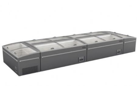 Conglateur horizontal de supermarch gris avec couvercles vitrs coulissants - 1040L