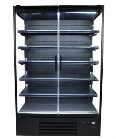 Vitrine murale de supermarché noire 2 portes vitrées positive 1310 mm - Combisteel - 7455.3100