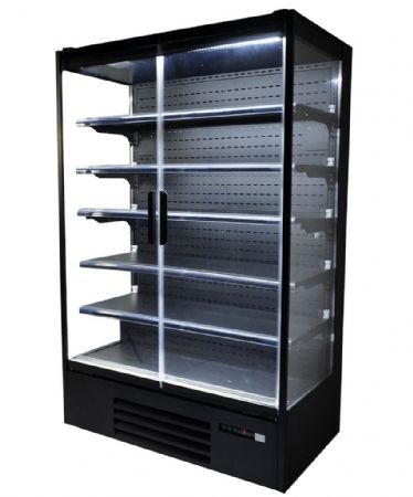Vitrine murale de supermarché noire 2 portes vitrées positive 1310 mm - Combisteel - 7455.3100