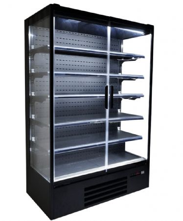Vitrine murale de supermarché noire 2 portes vitrées positive 1310 mm - Combisteel - 7455.3100