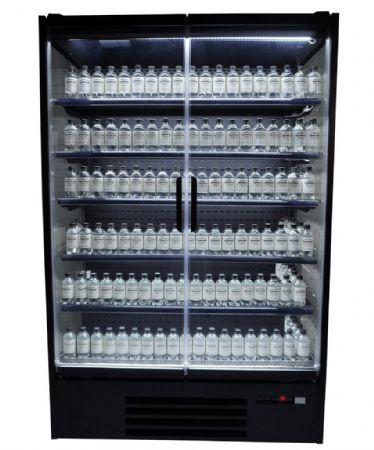 Vitrine murale de supermarché noire 2 portes vitrées positive 1310 mm - Combisteel - 7455.3100
