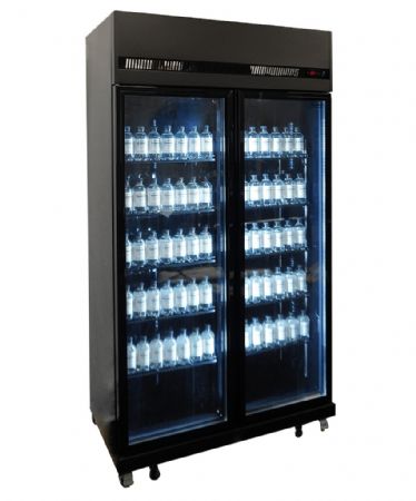 Vitrine murale de supermarché noire 2 portes vitrées positive 1100 mm - Combisteel - 7455.3150