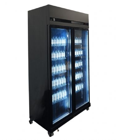Vitrine murale de supermarché noire 2 portes vitrées positive 1100 mm - Combisteel - 7455.3150