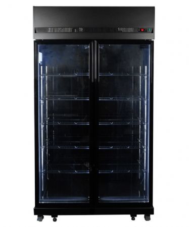 Vitrine murale de supermarché noire 2 portes vitrées positive 1100 mm - Combisteel - 7455.3150