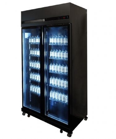Vitrine murale de supermarché noire 2 portes vitrées positive 1100 mm - Combisteel - 7455.3150