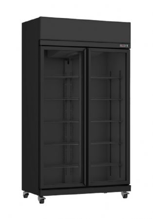 Vitrine murale de supermarché noire 2 portes vitrées positive 1100 mm - Combisteel - 7455.3150