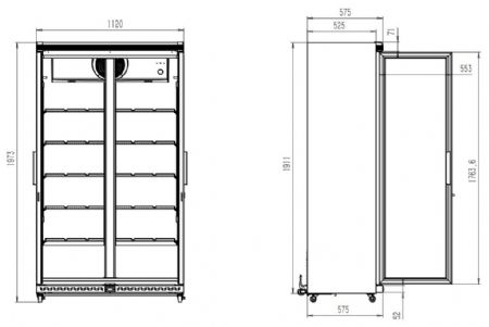 Refrigrateur 2 portes en verre blanc +1/ +10C - 800L