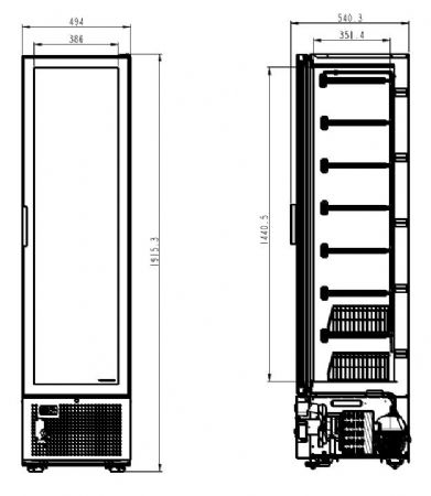Vitrine murale négative de supermarché blanche 1 porte vitrée 494 mm - Combisteel - 7464.0050