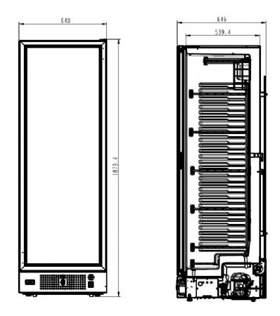 Vitrine murale négative de supermarché noire 1 porte vitrée 640 mm - Combisteel - 7464.0064