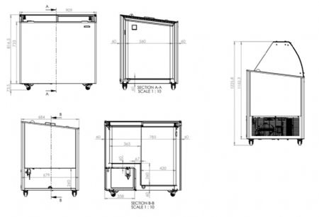 Vitrine réfrigérée de glacier 231 L avec 6 bacs de 5 litres - Combisteel - 7472.0124