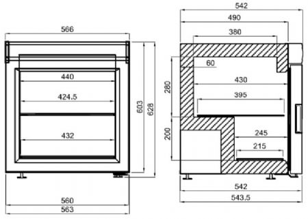 Congélateur à poser noir 1 porte vitrée 73 L - Combisteel - 7472.0200