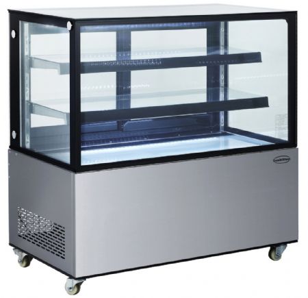 Vitrine réfrigérée panoramique positive noire et acier inoxydable 1200x675x1210 mm - Combisteel - 7487.0020