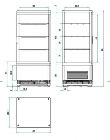 Vitrine comptoir présentation 78 L noire positive 428 mm - Combisteel - 7487.0175