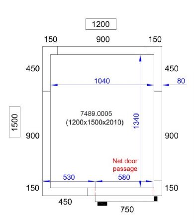 Chambre froide sans groupe isolation 80 mm 1200x1500x2010 mm - Combisteel - 7489.0005