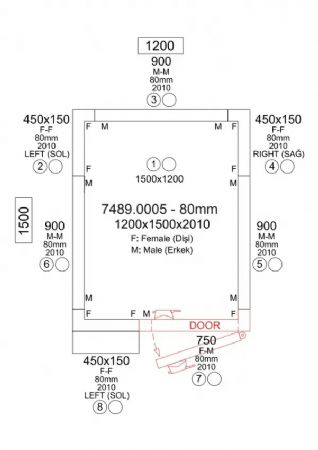 Chambre froide compl�te avec panneaux 80 mm et plage -5/+15�C 1200x1500x2010 mm