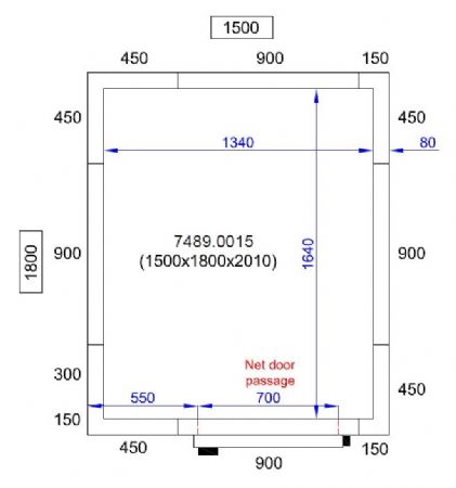 Chambre froide sans groupe isolation 80 mm 1500x1800x2010 mm - Combisteel - 7489.0015