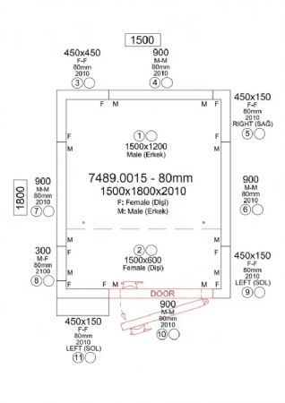 Chambre froide compl�te avec panneaux 80 mm et plage -5/+15�C 1500x1800x2010 mm