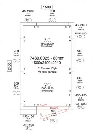 Chambre froide n�gative panneaux iso 80 mm temp�rature -25/-10�C 1500x2400x2010 mm