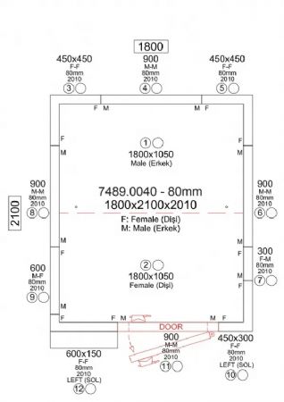 Chambre froide n�gative panneaux iso 80 mm plage de temp�rature -25/-10 �C 1800x2100x2010 mm