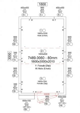 Chambre froide compl�te positive panneaux iso 80 mm - 1800x3000x2010 mm