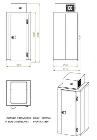 Chambre froide petit volume démontable 1,59 m³ positive - Combisteel - 7489.0300