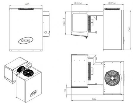 Groupe pour chambre froide négatif monobloc 6,6-9 m³ - Combisteel - 7489.0435