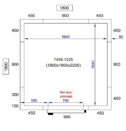 Chambre froide n�gative panneaux iso 80 mm plage -25/-10�C et 1800x1800x2200 mm