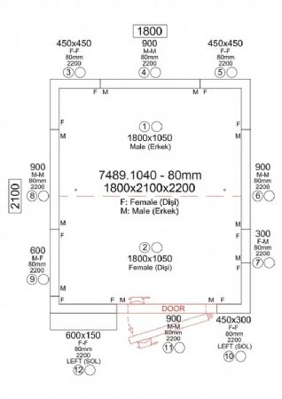 Chambre froide n�gative panneaux iso 80 mm temp�rature -25/-10�C 1800x2100x2200 mm