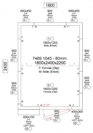 Chambre froide compl�te n�gative panneaux iso 80 mm temp�rature -25/-10�C dimensions 1800x2100x2200 mm