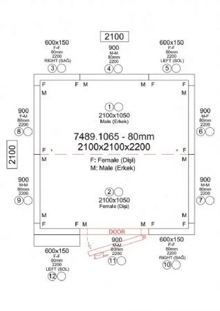 Chambre froide n�gative panneaux iso 80 mm temp�rature -25/-10�C dimensions 2100x2100x2200 mm