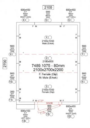 Chambre froide compl�te n�gative panneaux iso 80 mm temp�rature -25/-10�C et 2100x2700x2200 mm