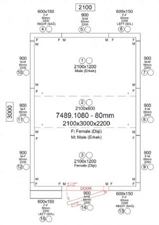 Chambre froide compl�te positive r�gl�e sur 0/+5�C et 2100x3000x2200 mm