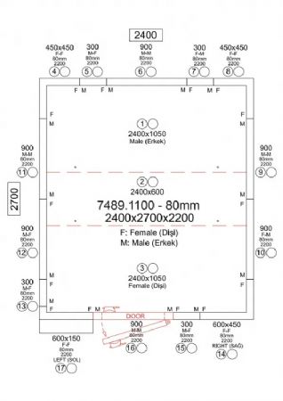 Chambre froide compl�te n�gative panneaux iso 80 mm temp�rature -25/-10�C dimensions 2400x2700x2200 mm