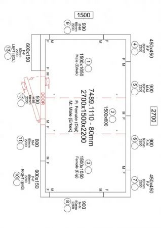 Chambre froide compl�te panneaux iso 80 mm temp�rature -5/+15�C avec dimensions 2700x1500x2200 mm