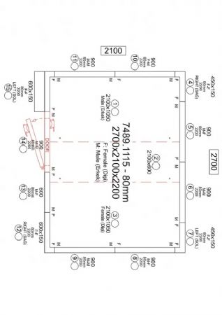 Chambre froide compl�te positive panneaux 80 mm plage -5/+15�C 2700x2100x2200 mm