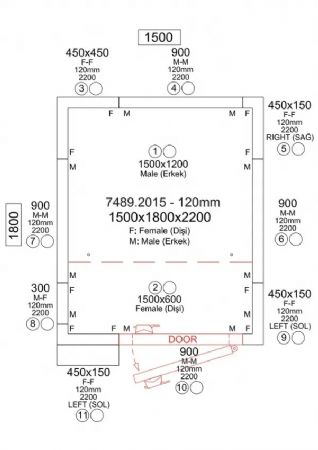 Chambre froide compl�te positive r�gl�e � 0/+5 �C et 1500x1800x2200 mm