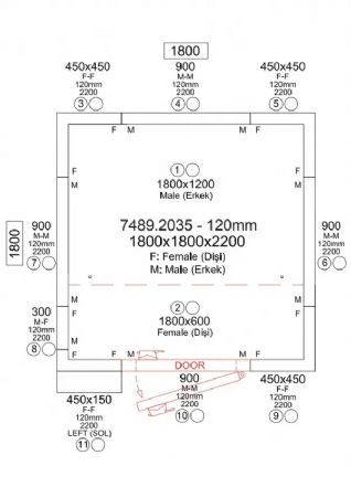 Chambre froide n�gative panneaux iso 120 mm avec plage -25/-10�C et 1800x1800x2200 mm