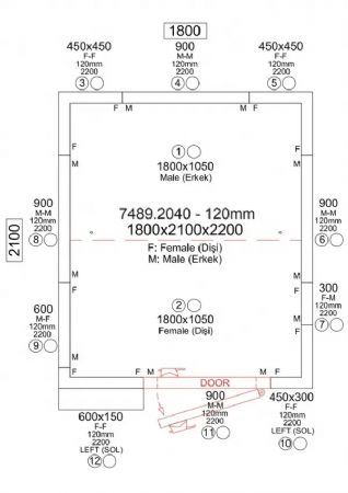 Chambre froide n�gative panneaux iso 120 mm avec plage -25/-10�C et 1800x2100x2200 mm