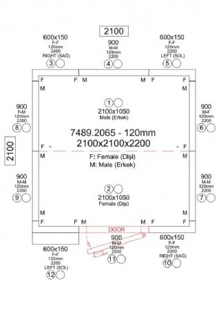 Chambre froide n�gative iso 120 mm plage -25/-10�C dimensions 2100x2100x2200 mm