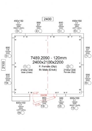 Chambre froide professionnelle 2400x2100x2200 - isolation 120 mm