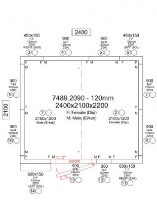 Chambre froide n�gative panneaux iso 120 mm temp�rature -25/-10�C 2400x2100x2200 mm