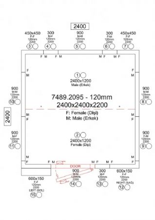 Chambre froide positive panneaux �paisseur 120 mm - avec plage de temp�rature 0/+5�C et 2400x2400x2200 mm