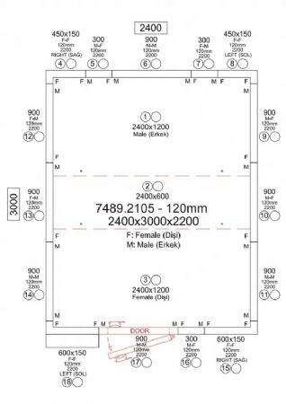 Chambre froide compl�te n�gative panneaux iso 120 mm temp�rature -25/-10�C et 2400x3000x2200 mm