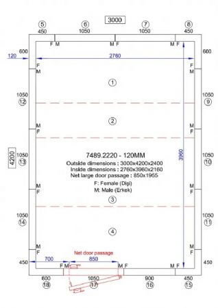 Chambre froide n�gative pr�te � l�emploi iso 120 mm temp�rature -25/-10�C 3000x4200x2400 mm