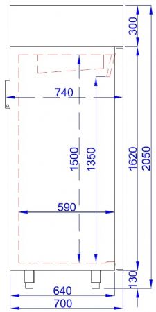 Rfrigrateur en acier inox 550 litres - 700x710x2050