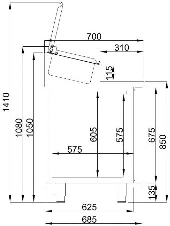 Saladette réfrigérée 2 portes pleines 178 L positive - Combisteel - 7489.5140