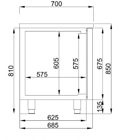 Table desserte réfrigérée 3 portes pleines 1 tiroir 474 L positive - Combisteel - 7489.5165